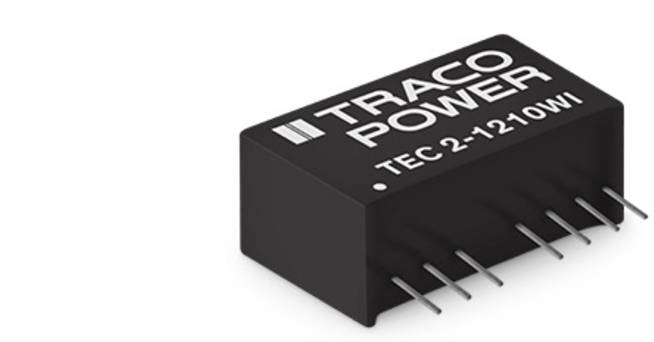Composant électronique noir portant l'inscription 'TRACO POWER TEC 2-1210WI', avec plusieurs broches qui en dépassent.