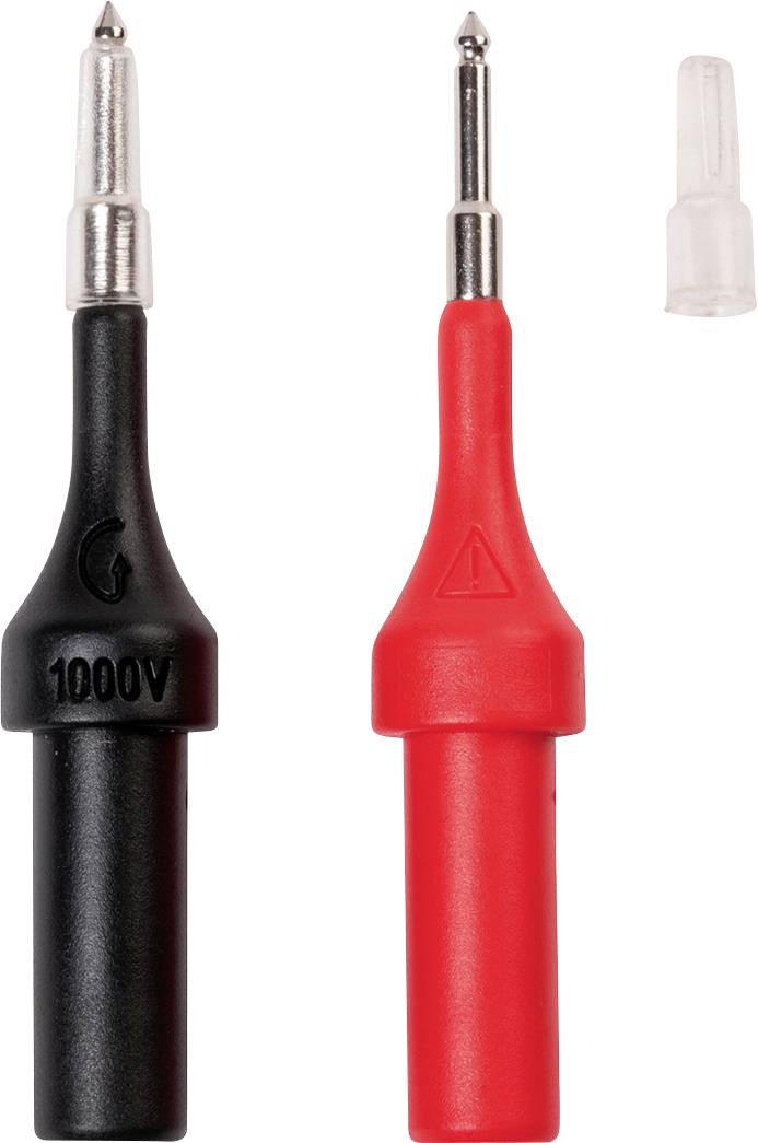 Deux pointes de test, une noire et une rouge, avec indication de tension 1000V sur la pointe noire.