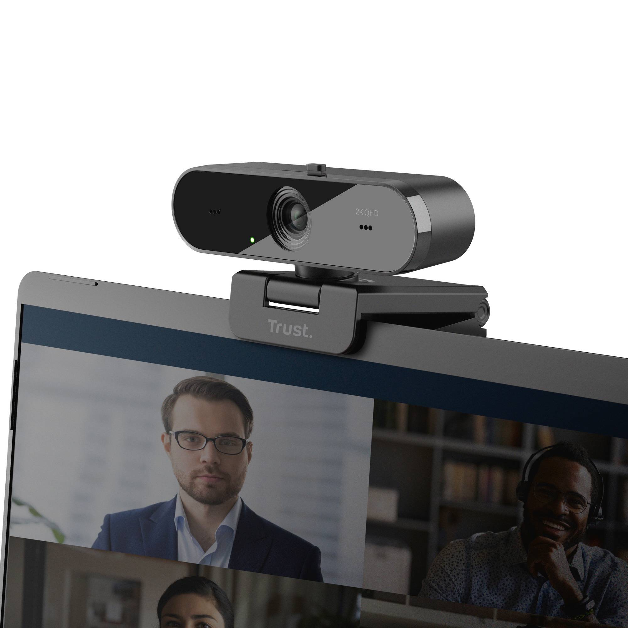 Webcam Trust TW-250 QHD 2560 x 1440 Pixel pied de support, support à pince