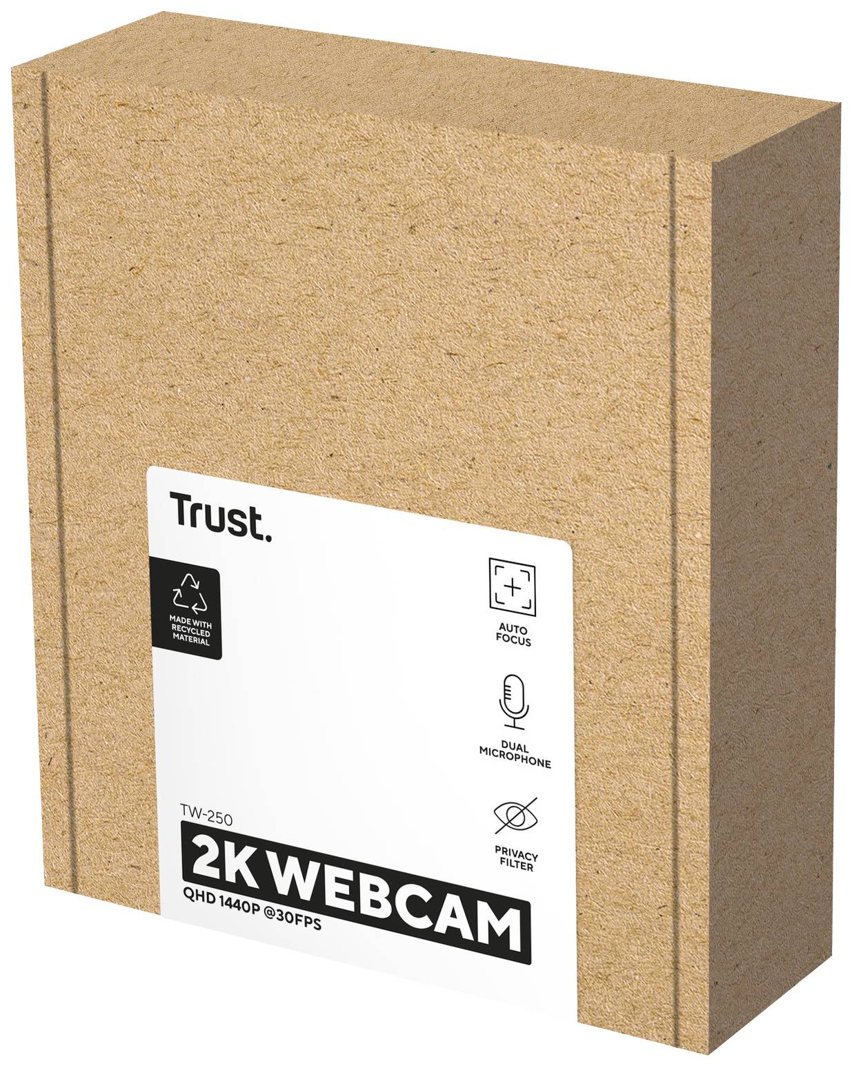 Webcam Trust TW-250 QHD 2560 x 1440 Pixel pied de support, support à pince