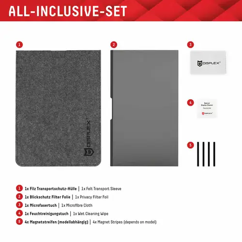 DISPLEX Privacy Safe Film de confidentialité Notebook / MacBook 35,6 cm (14") Format d'image: 16:9 01762 Universal DISPLEX Privacy Safe Film de confidentialité Notebook / MacBook 35,6 cm (14") Format d'image: 16:9 01762 Universal