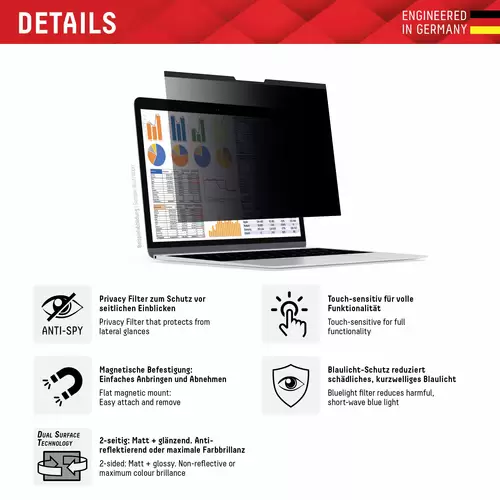 DISPLEX Privacy Safe Film de confidentialité Notebook / MacBook 39,6 cm (15,6") Format d'image: 16:9 01763 Universal DISPLEX Privacy Safe Film de confidentialité Notebook / MacBook 39,6 cm (15,6") Format d'image: 16:9 01763 Universal