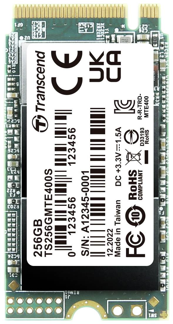 Transcend MTS400S 256 GB SSD interne NVMe PCIe M.2 2242 PCIe NVMe 3.0 x4 au détail TS256GMTE400S