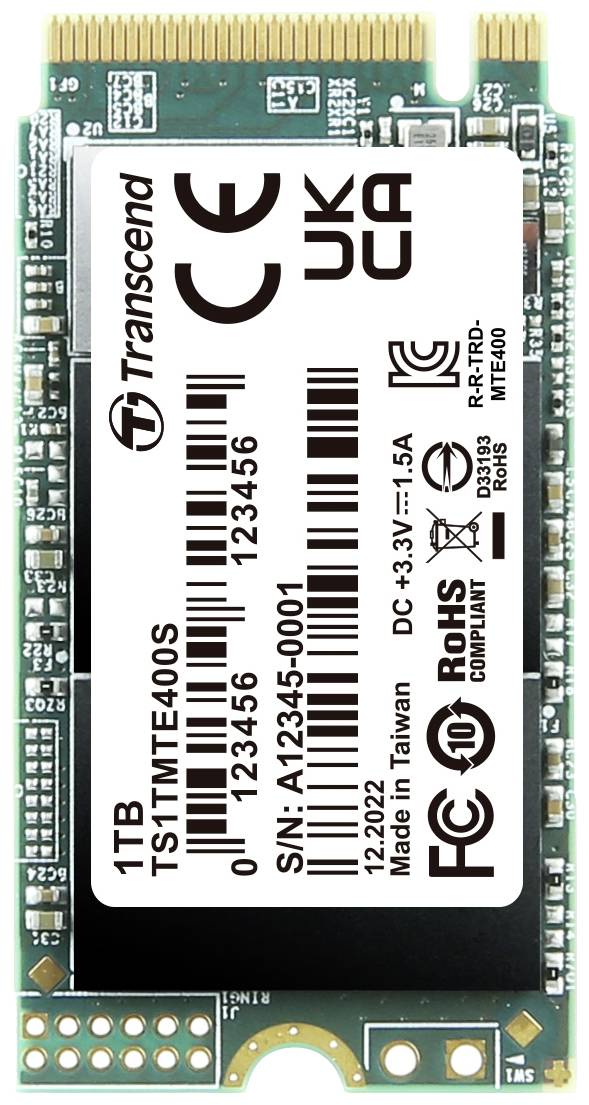 Transcend MTS400S 1 TB SSD interne NVMe PCIe M.2 2242 PCIe NVMe 3.0 x4 au détail TS1TMTE400S