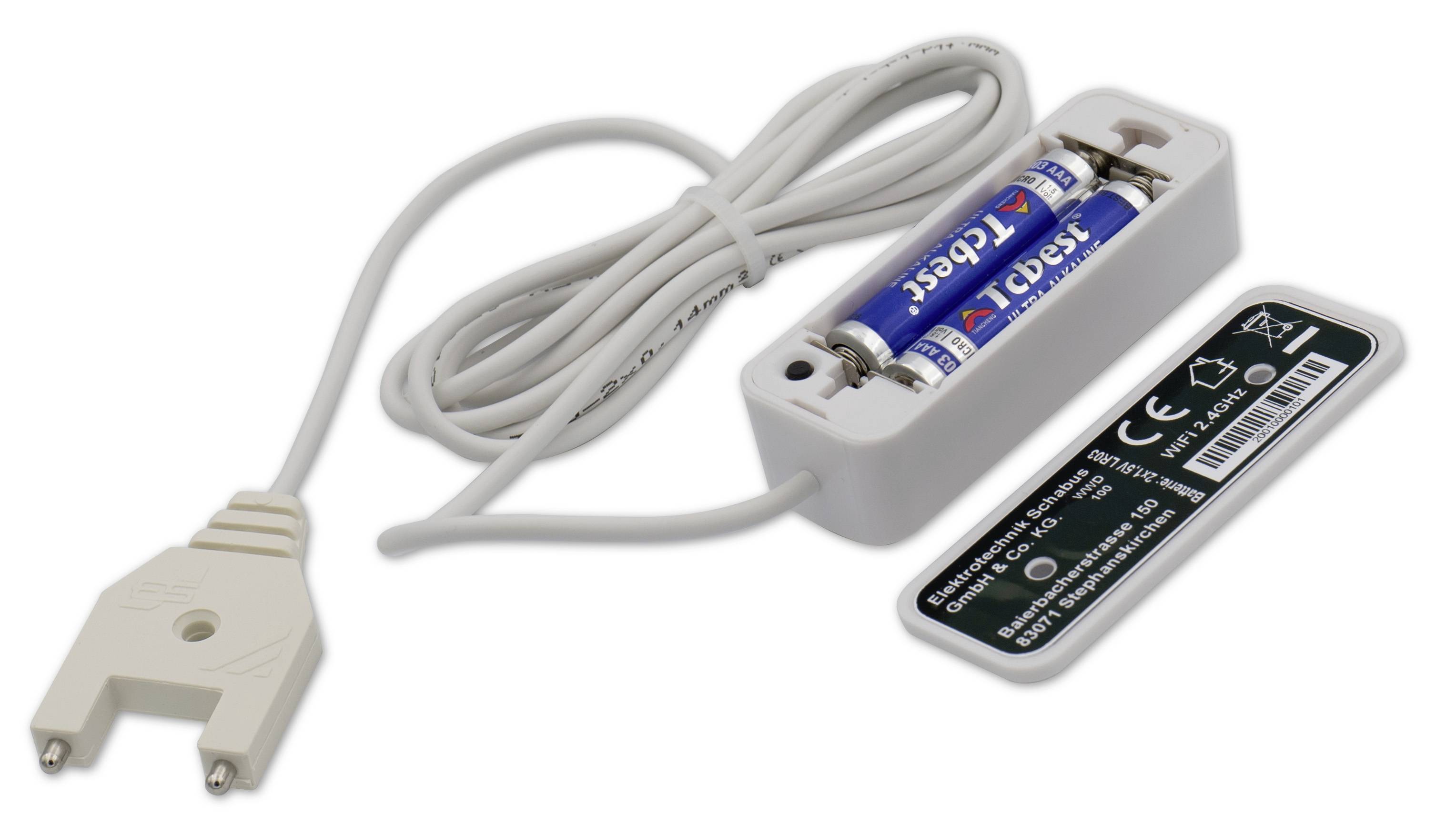 Schabus 200100 WWD 100 Wireless Water Detector Détecteur d'eau avec commande via une application, avec capteur externe à pile(s)