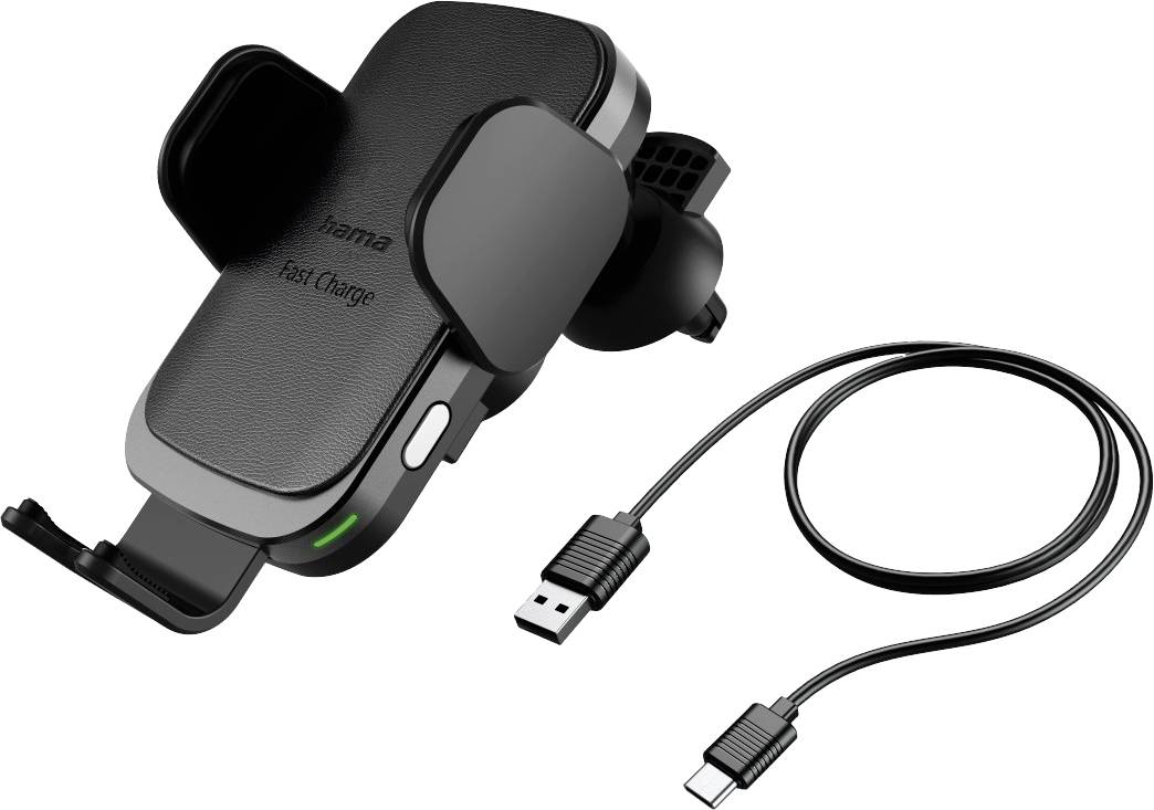 Hama FC10 Motion Chargeur sans fil 10 W raccordement magnétique Qi Wireless Charging noir, argent pour voiture avec support pour