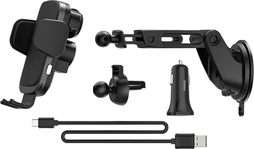 Hama FC10 Motion Chargeur sans fil 10 W raccordement magnétique Qi Wireless Charging noir, argent pour voiture avec support pour