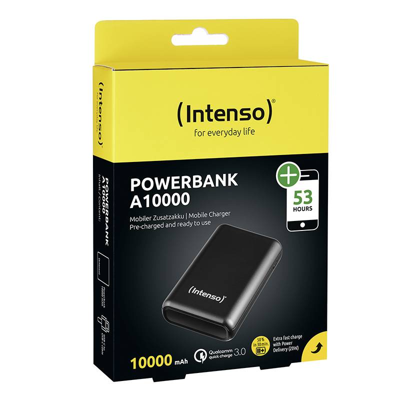 Intenso A10000 Powerbank (batterie supplémentaire) 10000 mAh Li-Ion USB-A, USB-C® noir