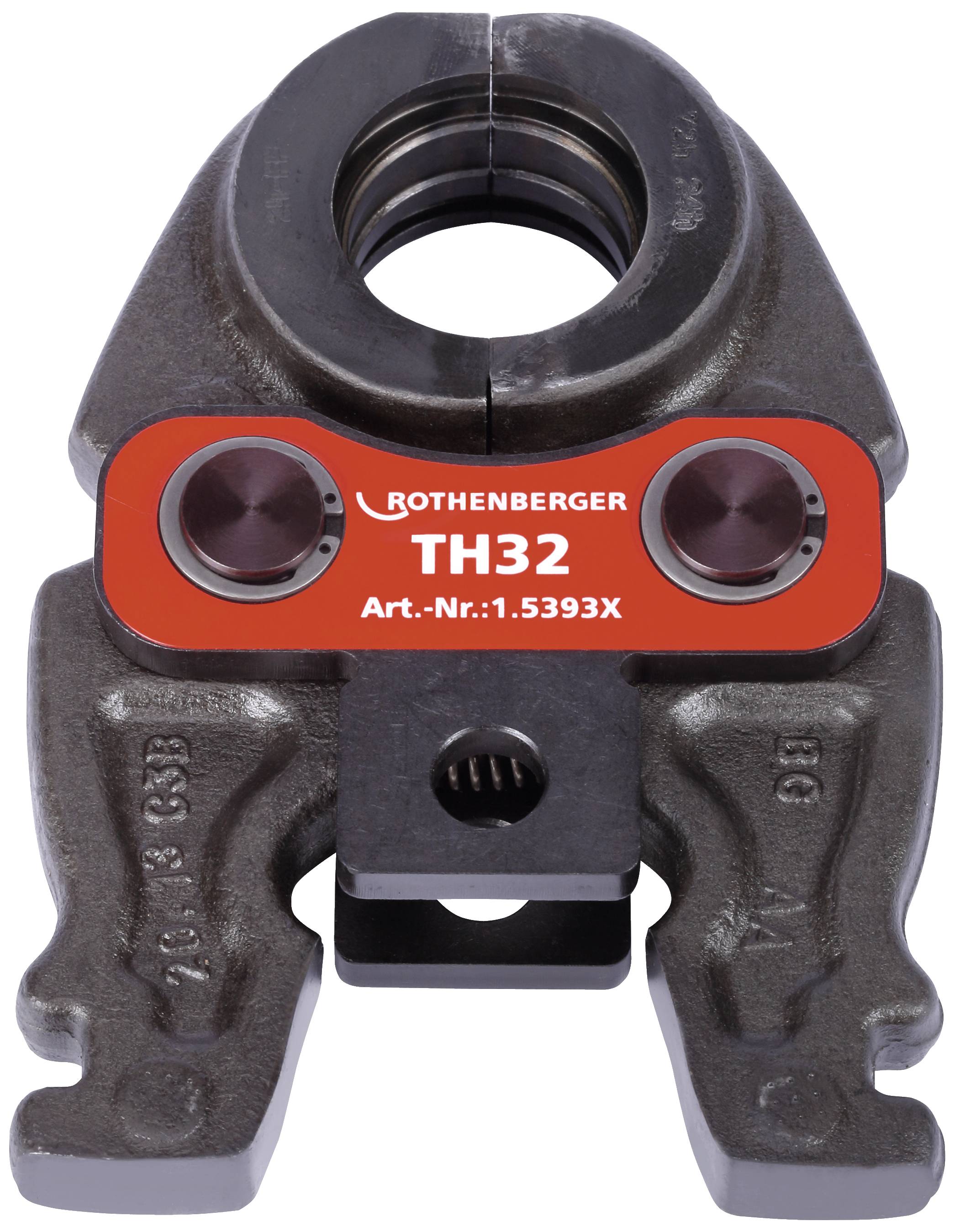 Un embout de presse nommé 'Rothenberger TH32', réf. 1.5393X, en métal, à utiliser avec des machines de pressage hydrauliques.