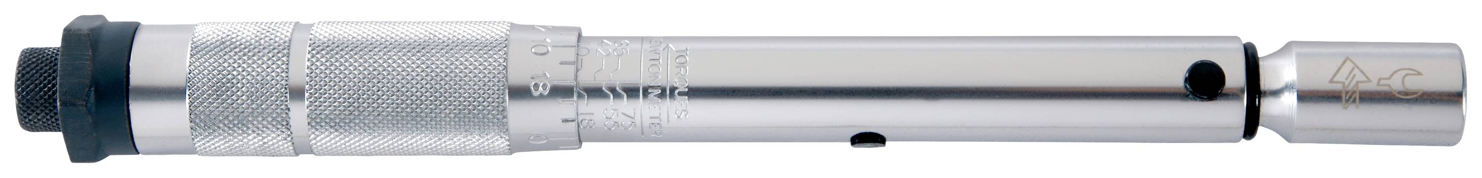 Un outil de précision cylindrique en argent avec des détails de calibrage, utilisé pour les mesures dans des applications techniques ou mécaniques.