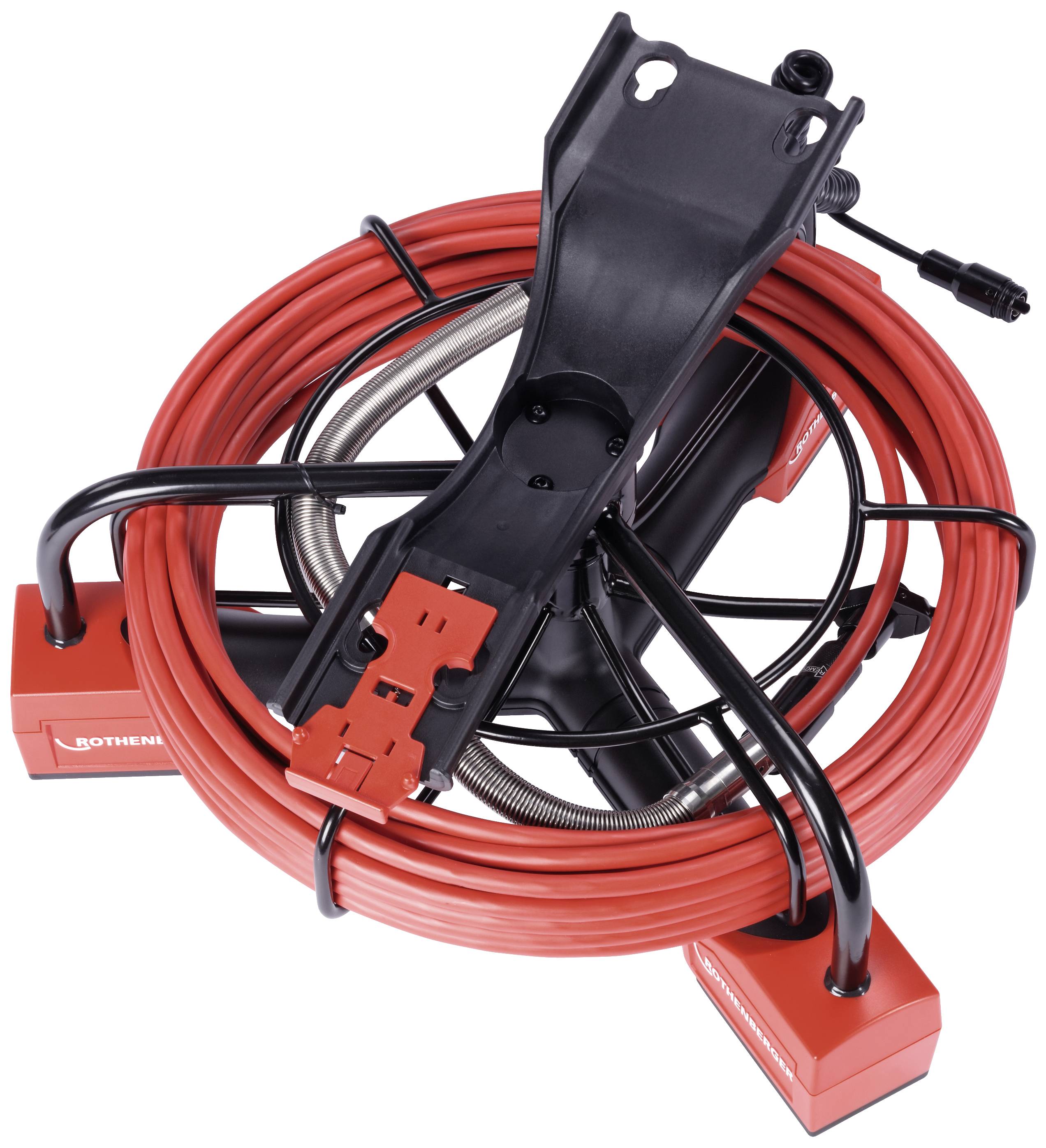 Câble rouge sur un support noir, appartenant à une machine de ceinture. La caractéristique principale est la stabilité et la durabilité.
