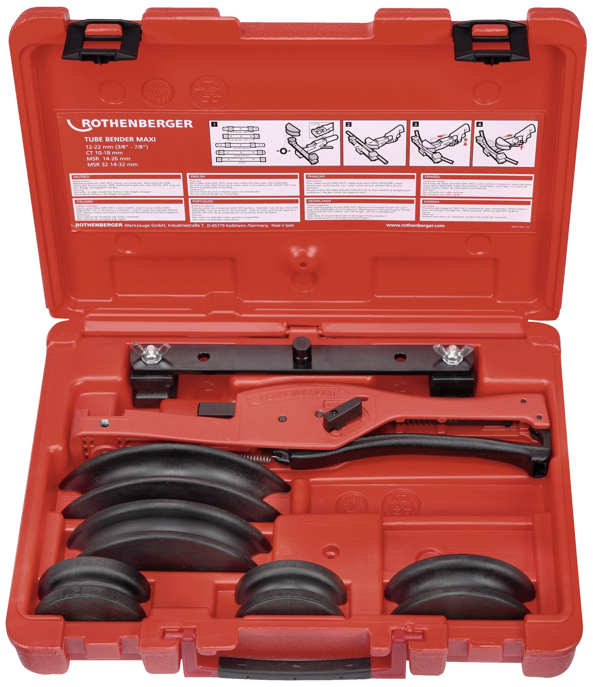 SET MAXI TB, 3/8-1/2-5/8-3/4-7/8" Rothenberger 023022X