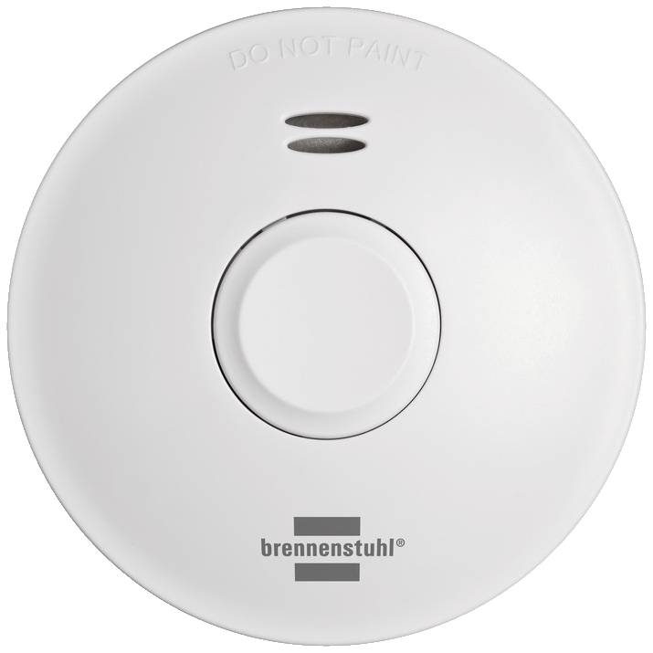 Détecteur de fumée de couleur blanche avec le nom de marque 'brennenstuhl®' et l'inscription 'NE PAS PEINDRE'.