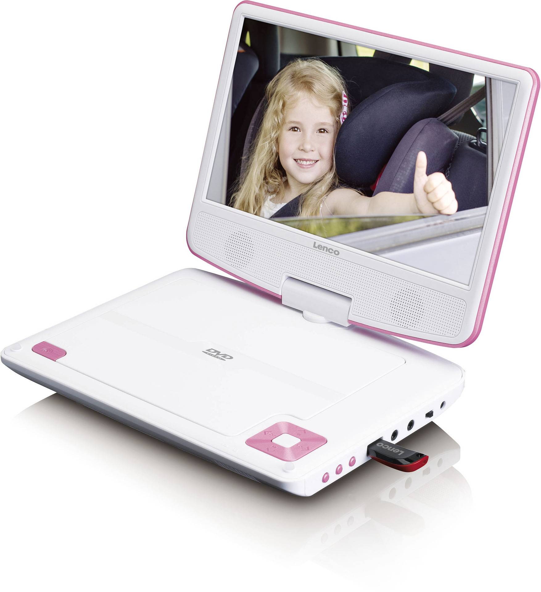 Lenco DVP-910 Lecteur DVD Lecteur CD, avec écran rose