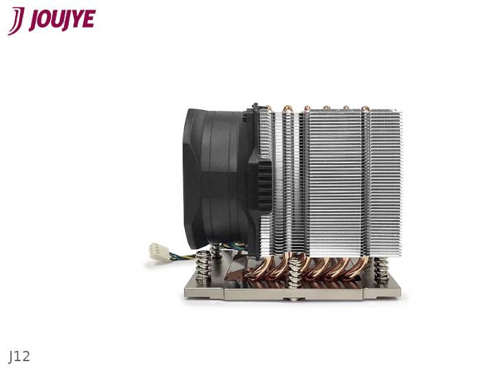 Un dispositif de refroidissement pour ordinateur avec ventilateur et ailettes en métal, modèle J12 de JouJye.