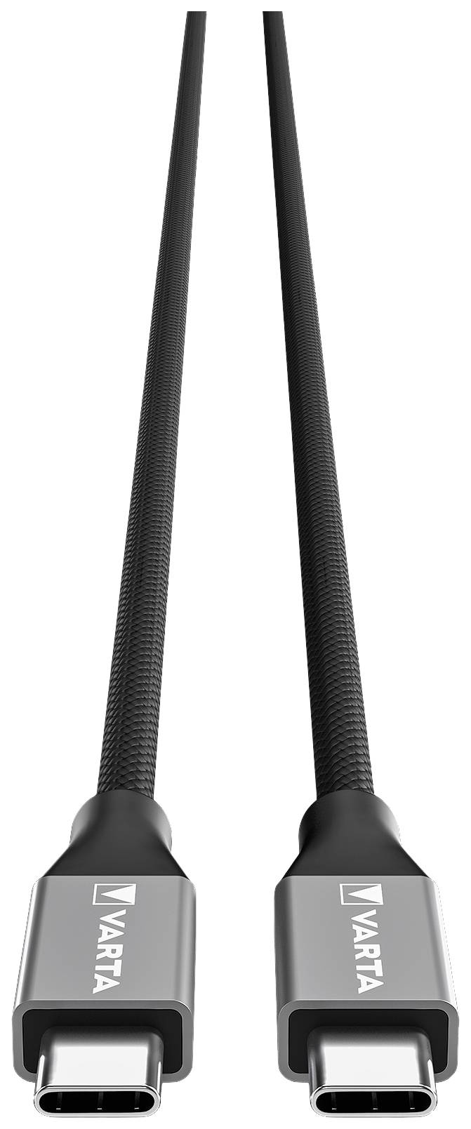 Deux câbles USB-C avec logo VARTA, chacun recouvert d'une gaine tressée noire.