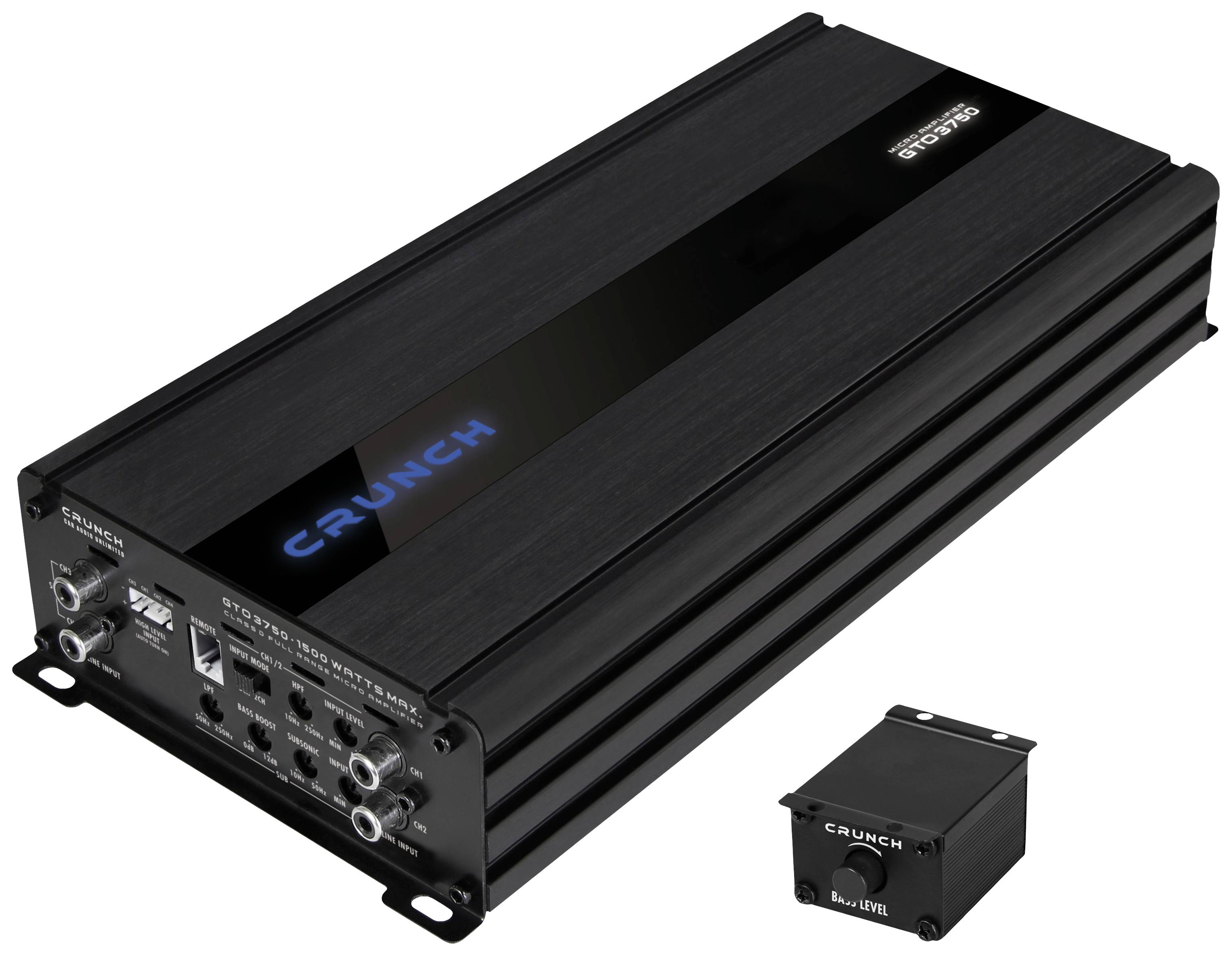 Crunch GTO3750 Ampli auto 2 canaux 1000 W Réglage volume/basses/aigus adapté pour (marque automobile): Universal