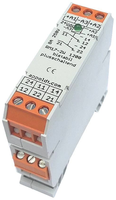 Appoldt RM17-2W-minus Relais Tension nominale: 24 V/DC Courant de commutation (max.): 15 A 2 inverseurs (RT) 1 pc(s)