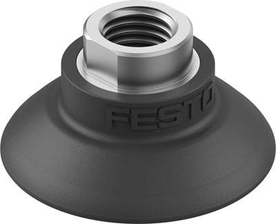 Ventouse noire à filetage argenté de Festo, adaptée aux applications de technique de vide.