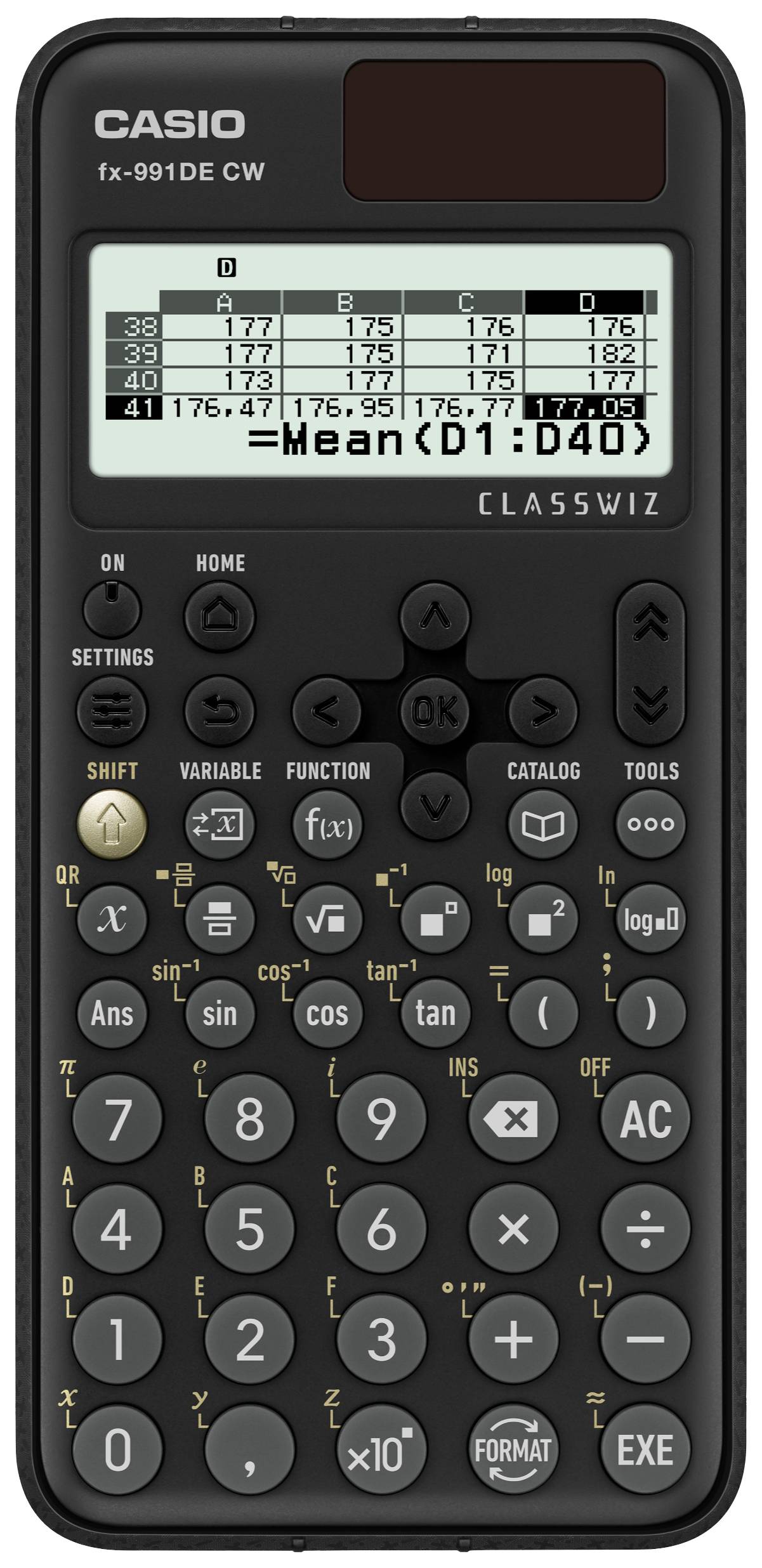 Casio FX-991DE CW Calculatrice technique et scientifique noir Ecran: 10 à pile(s), solaire (l x H x P) 77 x 10.7 x 162 mm