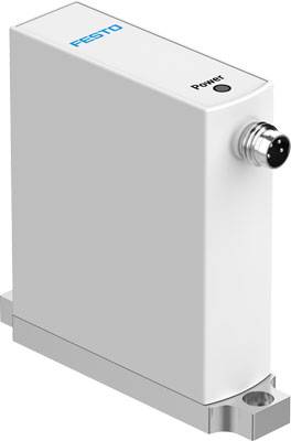 Un dispositif blanc rectangulaire avec un câble connecté en haut et portant l'inscription 'FESTO'. Il possède un petit socle à sa base.