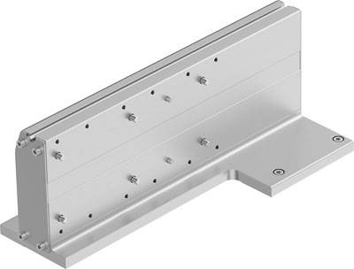 Support d'angle en métal avec plusieurs trous de vis, destiné à la montage ou à la fixation sur une surface.
