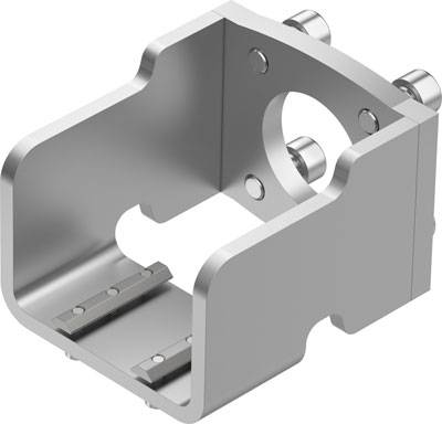 Support métallique de forme rectangulaire avec des découpes circulaires, adapté aux fixations dans des applications techniques.