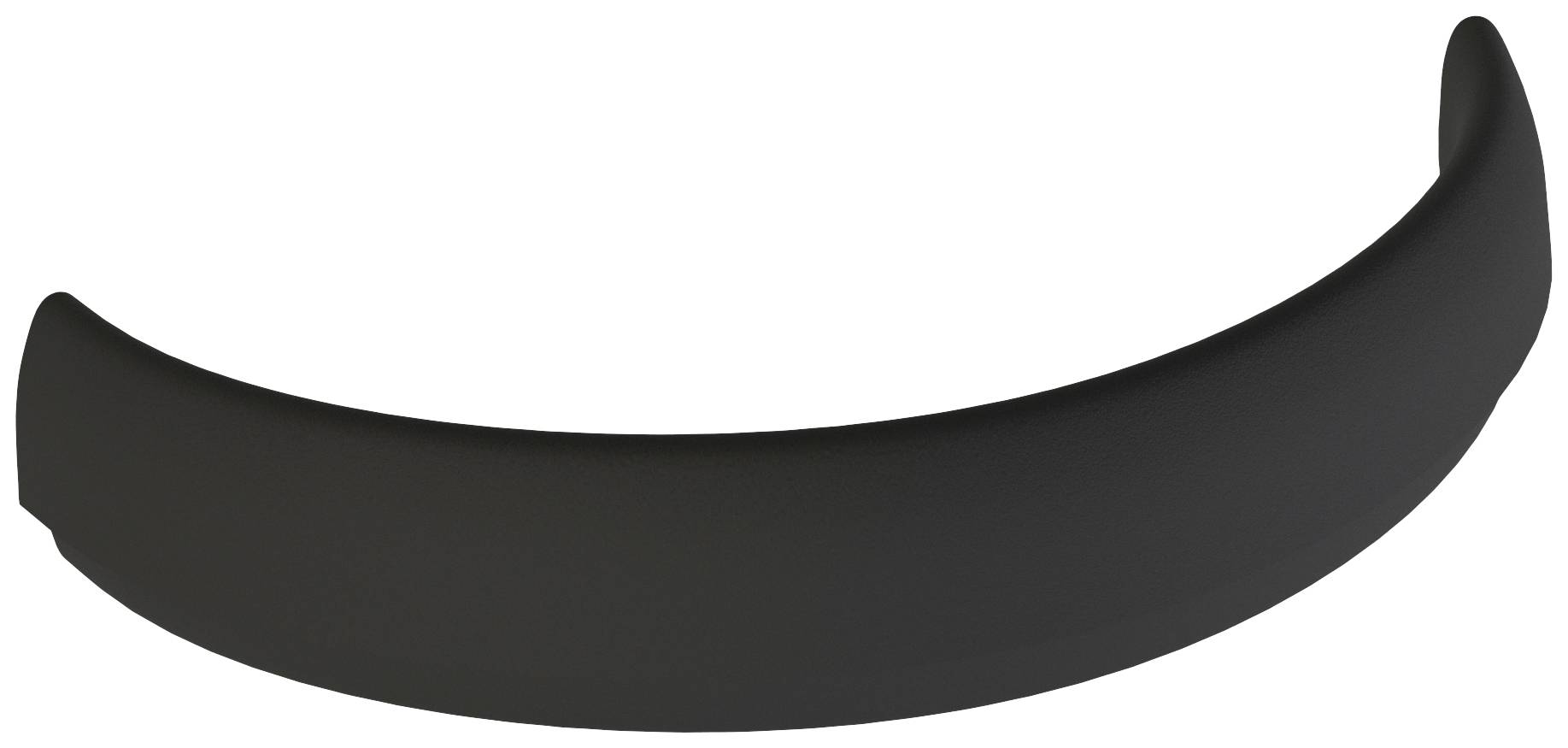 Aileron de voiture noir incurvé, montrant un design aérodynamique.
