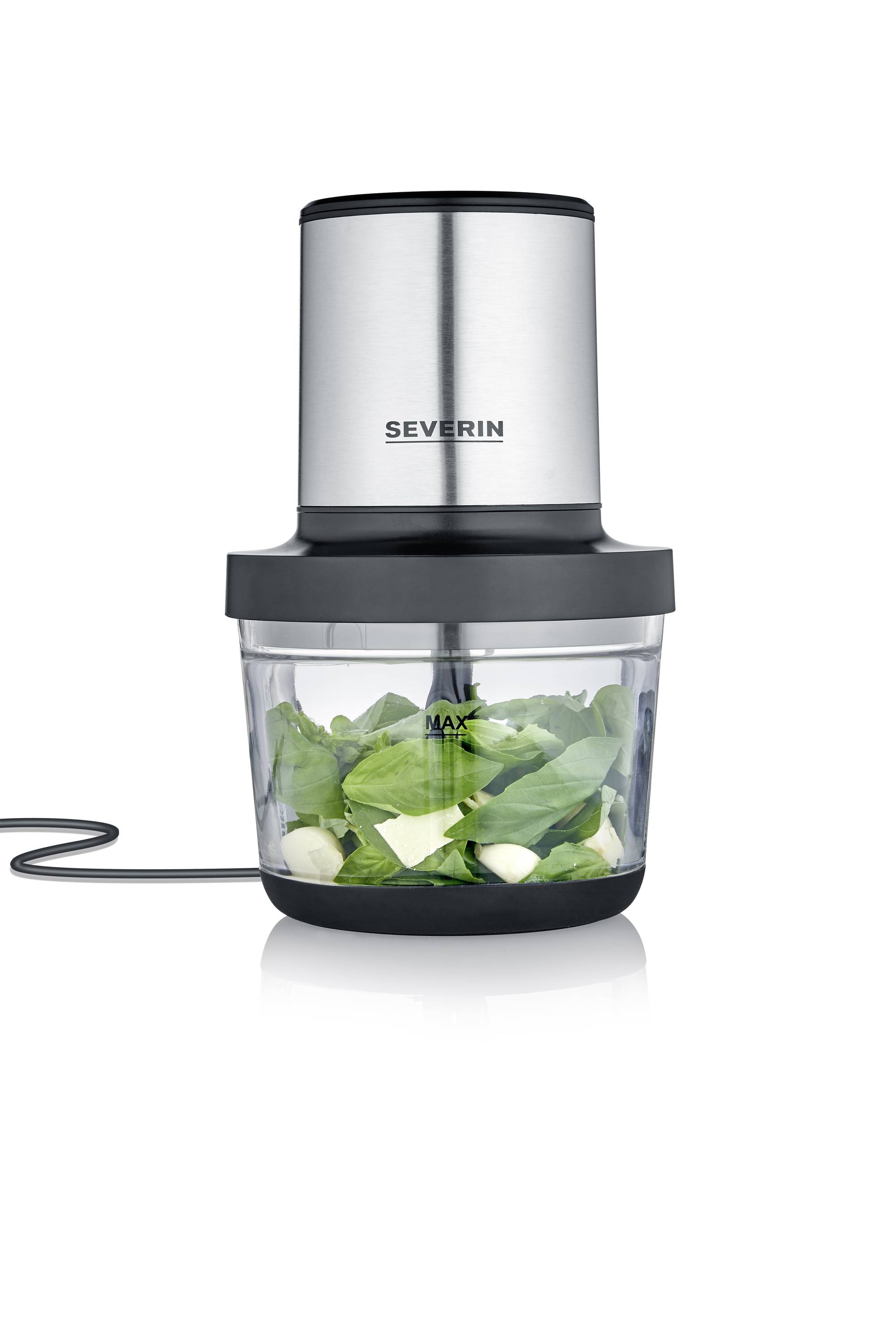Severin KM 3867 Hachoir 400 W noir (mat), acier inoxydable (brossé), verre