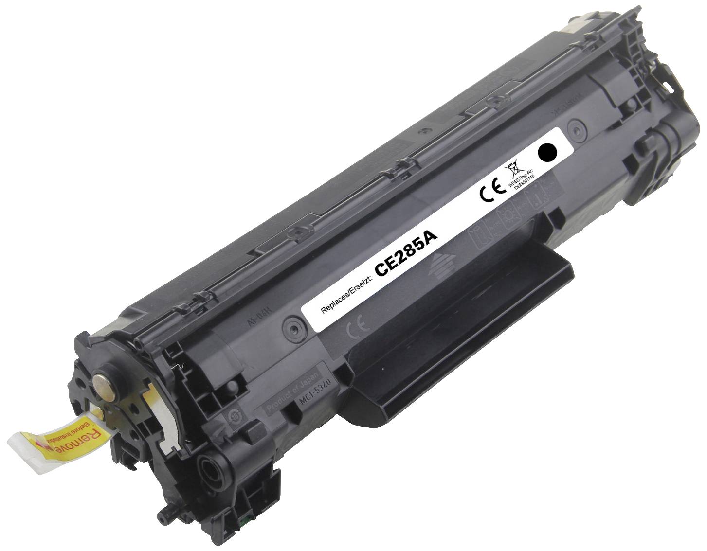 Un module de cartouche de toner noir portant l'inscription 'Cartouche de remplacement CE285A'. Compatible avec certains modèles d'imprimantes laser.