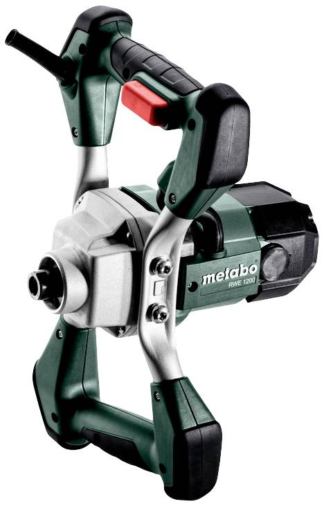 Mélangeur électrique vert et noir avec bloc moteur, adapté pour mélanger des couleurs et des matériaux de construction.