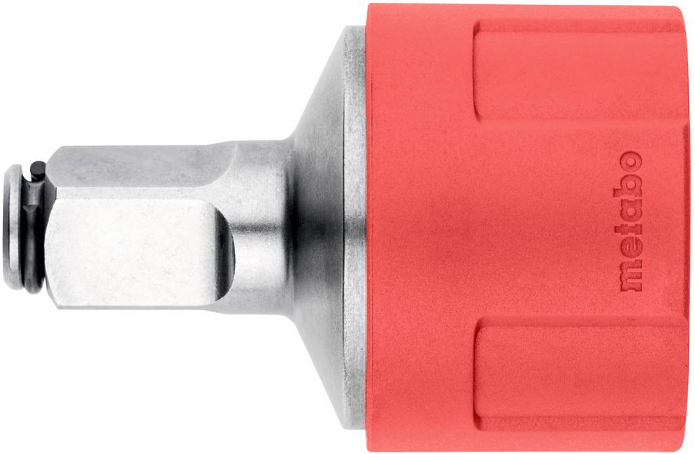 Un embout d'outil avec un revêtement rouge et un insert métallique, de Metabo.