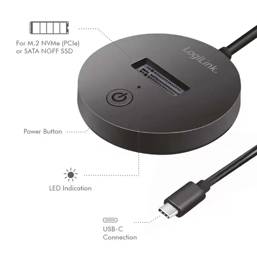 Logilink Disque LogiLink QP0032 USB-C® (USB 3.2 Gen 2) M.2 PCIe NVMe 1 port Station d ...