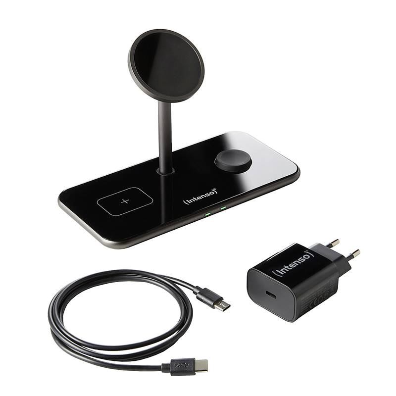 Intenso Chargeur à induction MB13 black 3in1 7410810 Sorties standard Qi noir