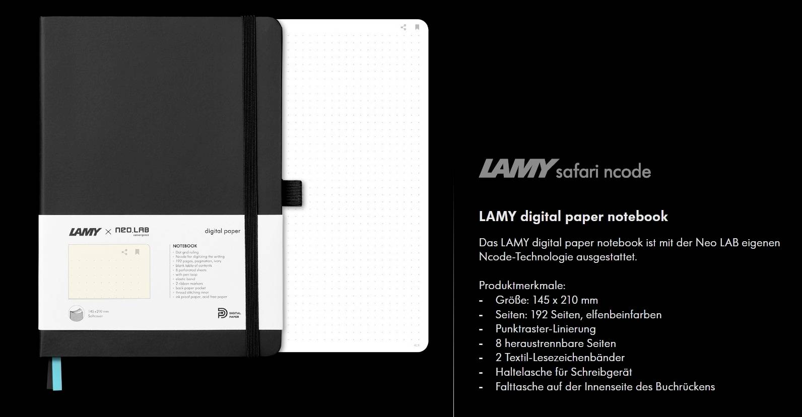 LAMY safari ncode Set Stylo numérique rechargeable noir