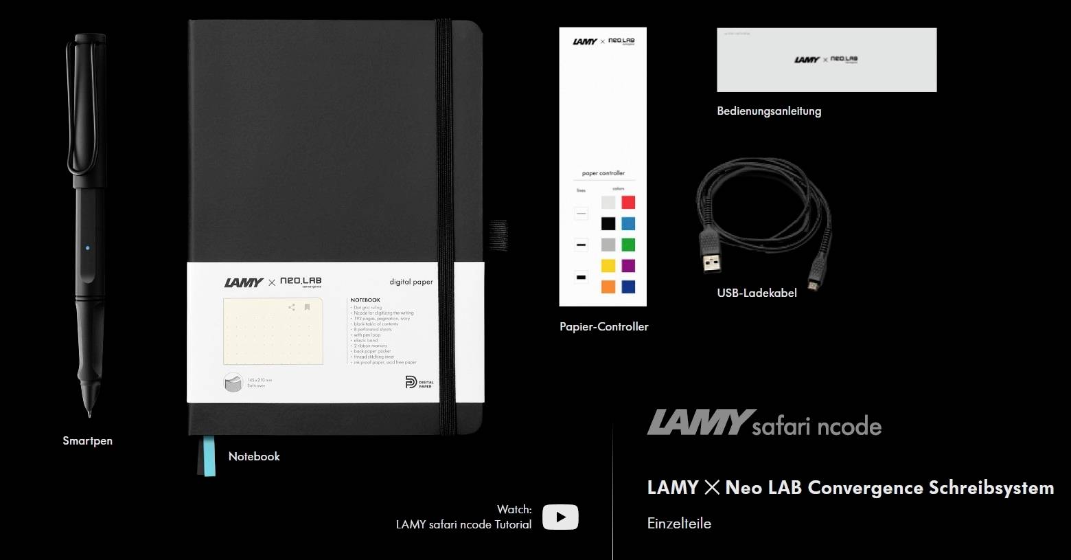 LAMY safari ncode Set Stylo numérique rechargeable noir
