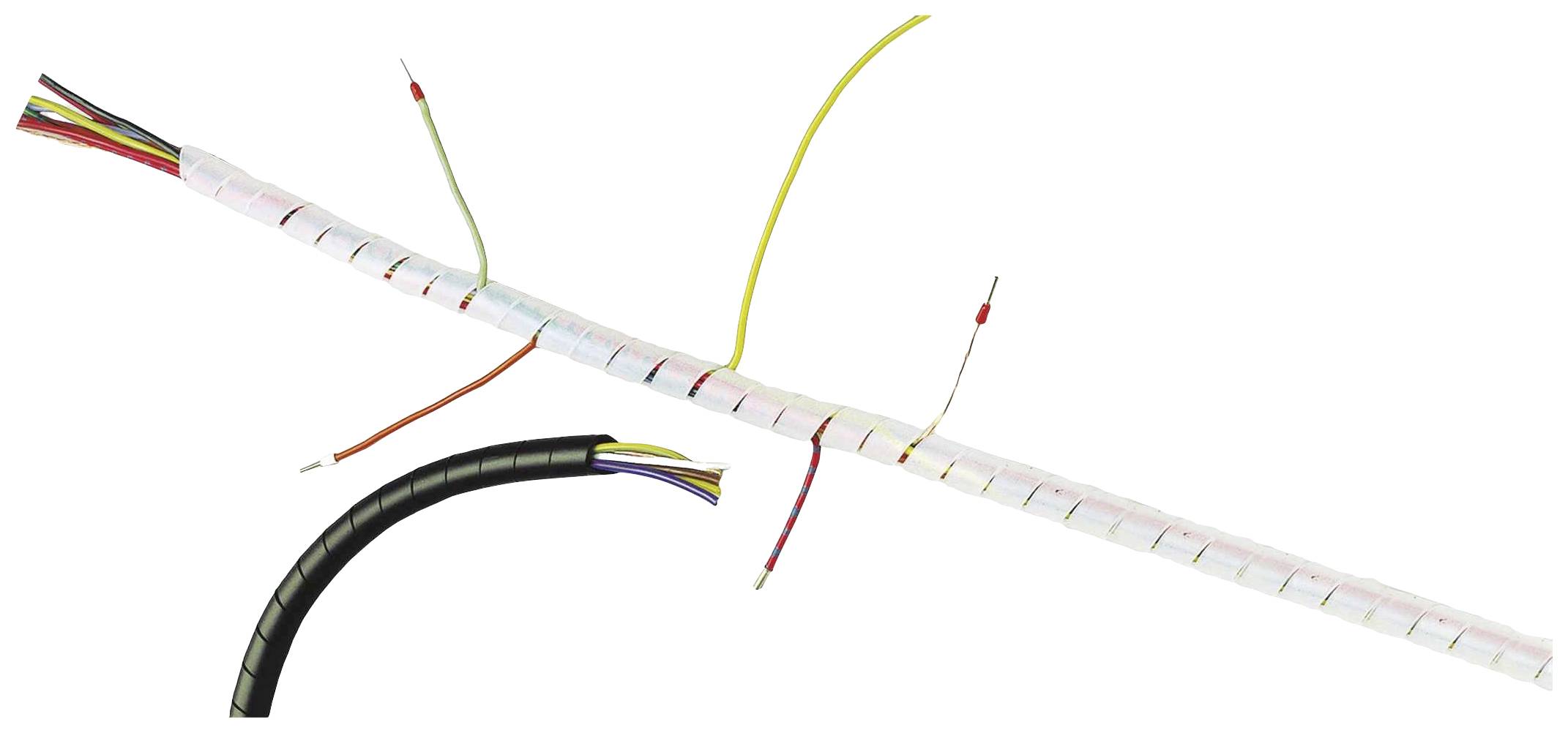 Faisceau de câbles multicolore avec plusieurs câbles, certains enveloppés de gaines de protection, illustrant l'organisation et la protection des câbles.