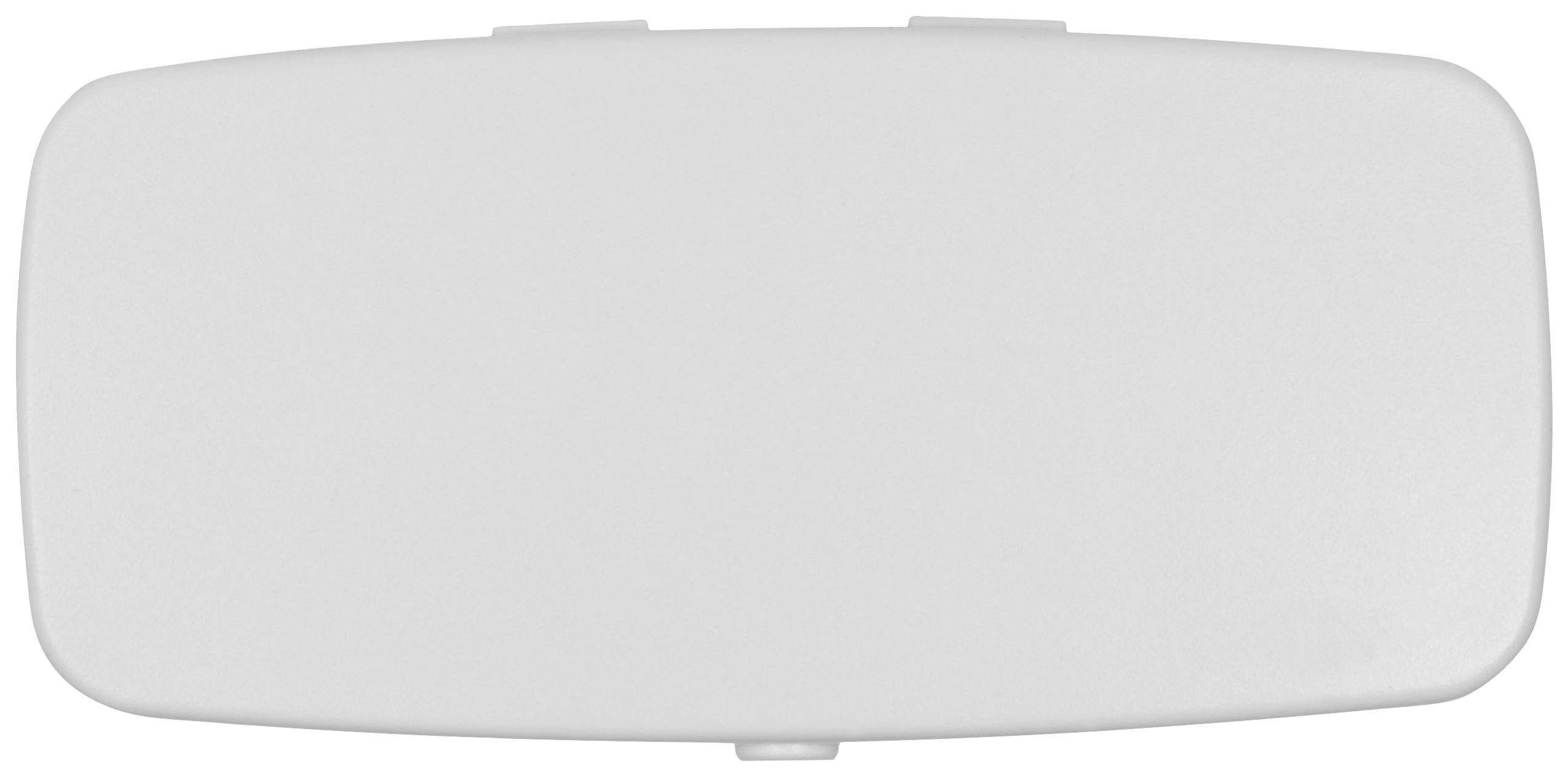 Une boîte blanche en plastique rectangulaire aux coins arrondis avec un couvercle à charnières.