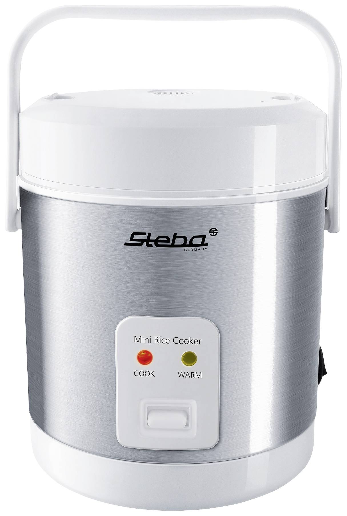 Steba RK 4M Cuiseur à riz acier inoxydable, blanc voyant lumineux, revêtement anti-adhésif, avec verre doseur