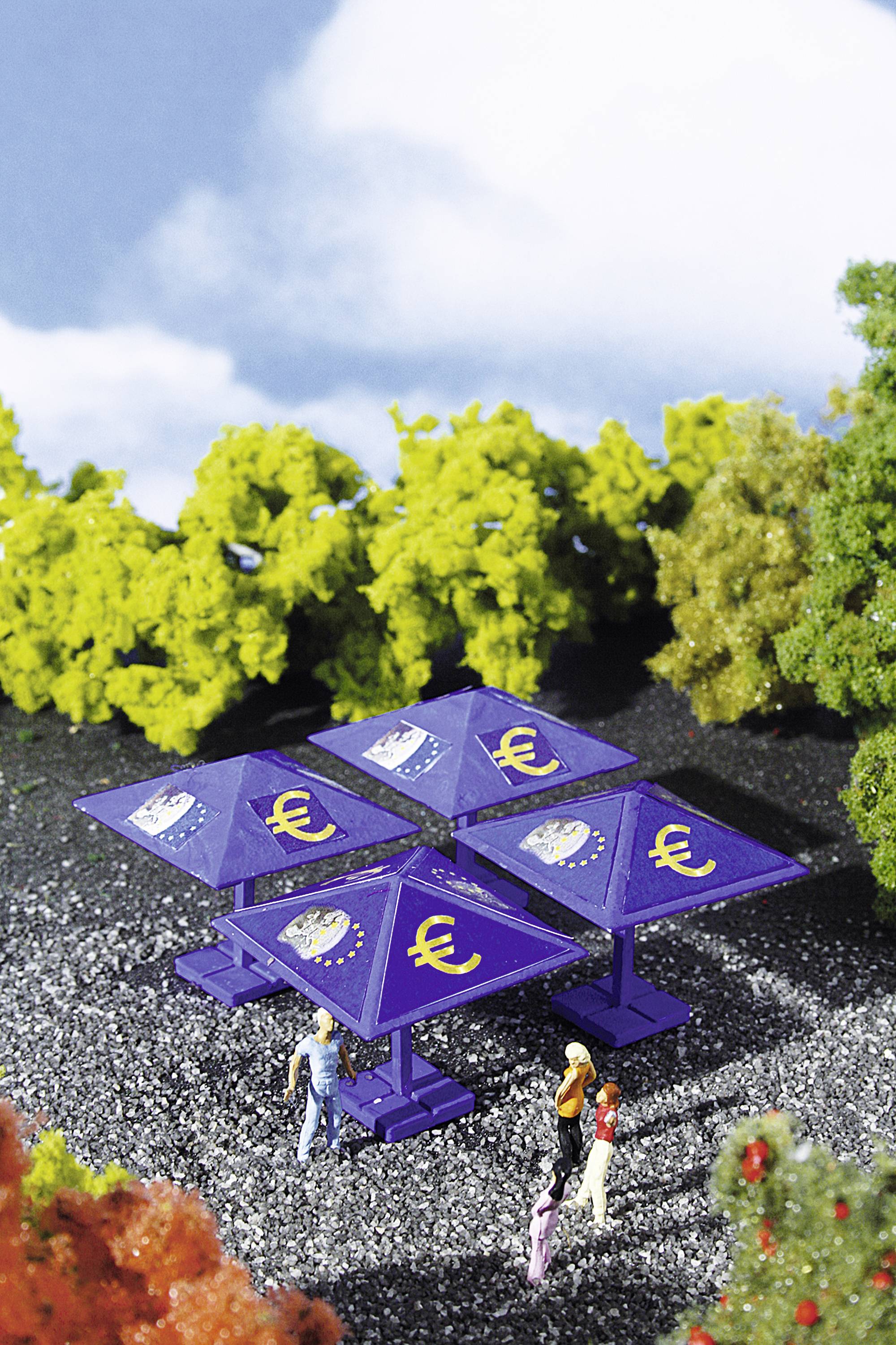 Vollmer 42003 SET de 4 parasol euro H0 modèle fini