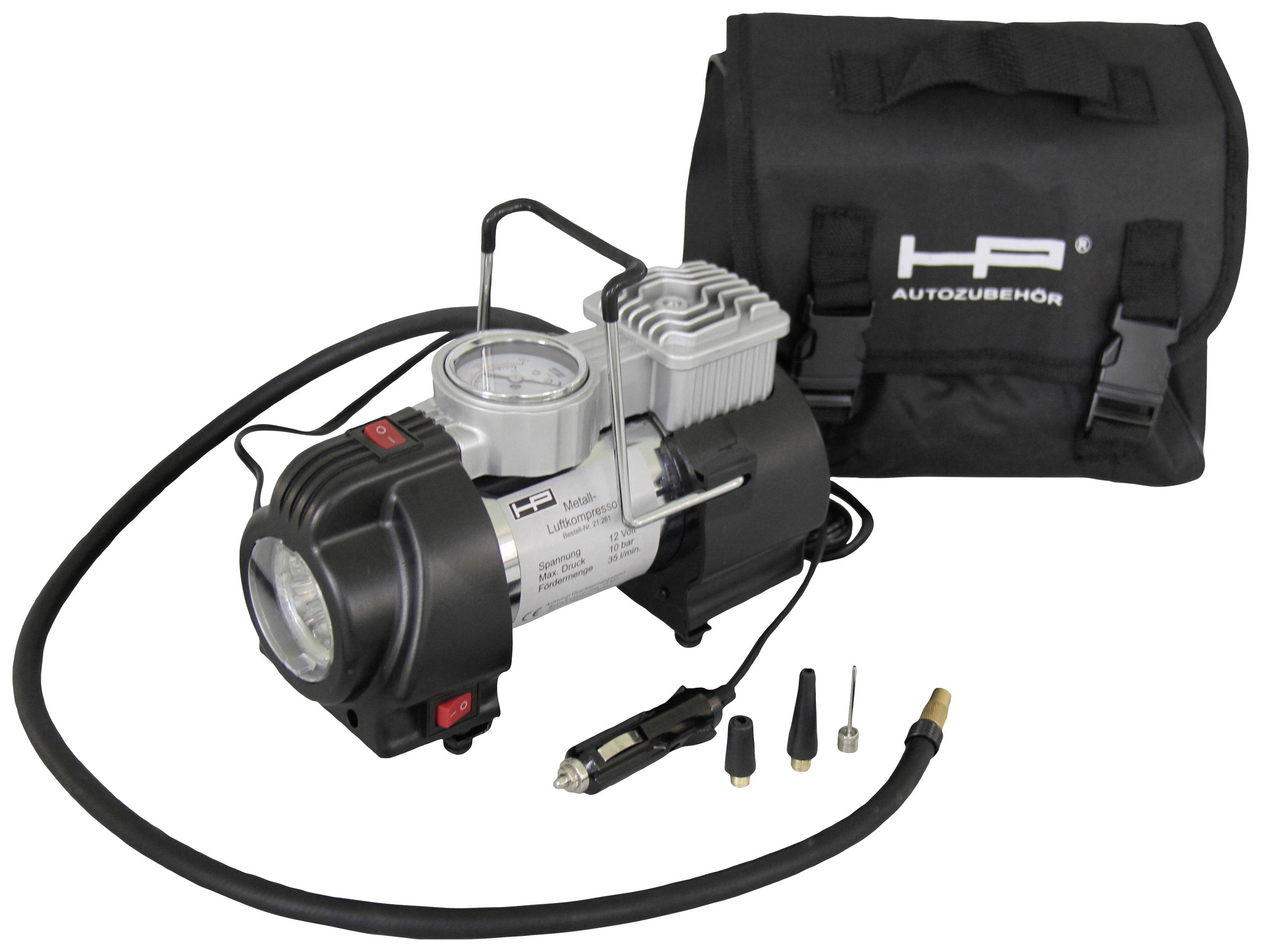 HP Autozubehör 21261 Compresseur 10 bar manomètre analogique, sacoche ou coffret de rangement