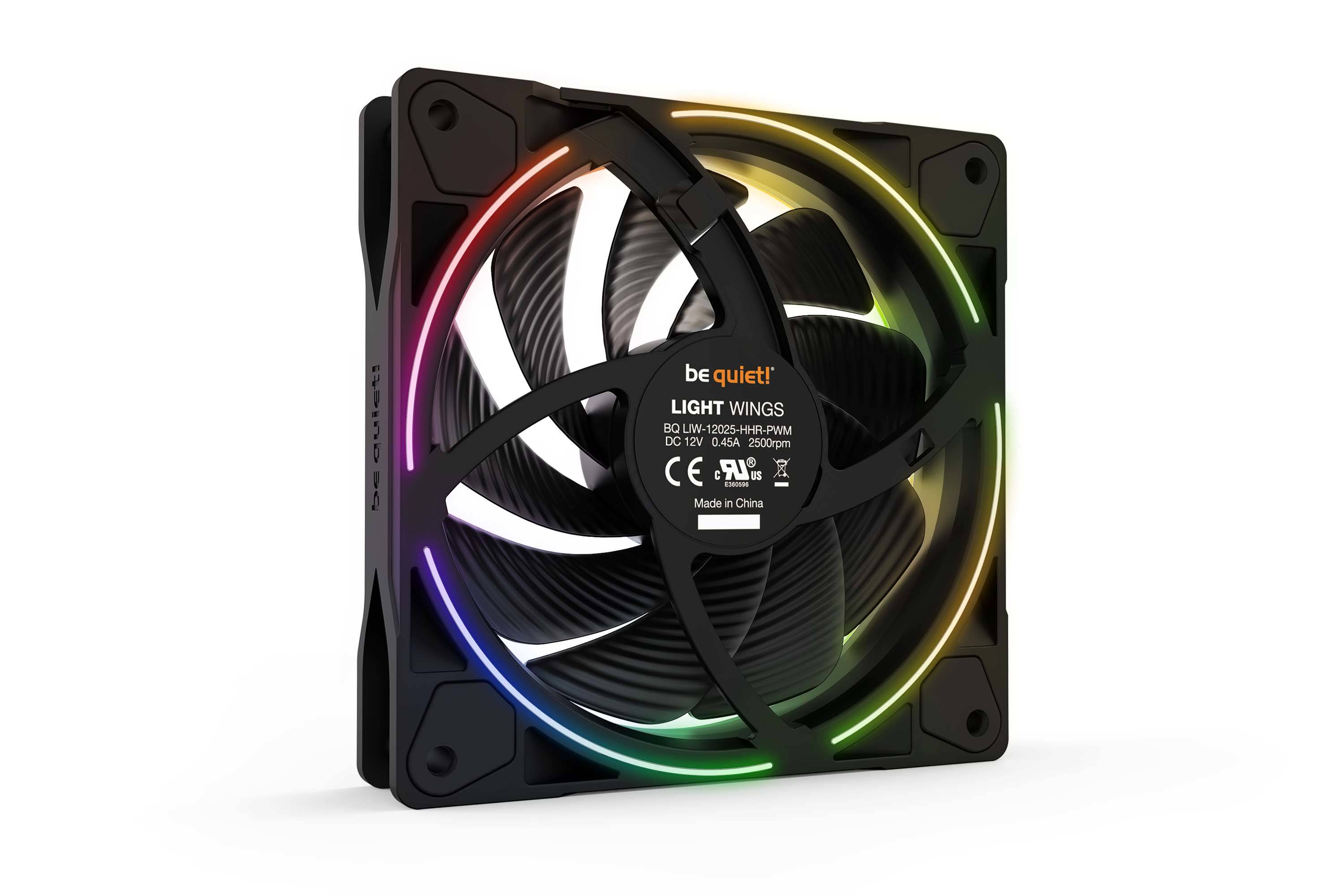 BeQuiet Light Wings Ventilateur pour PC noir avec éclairage LED
