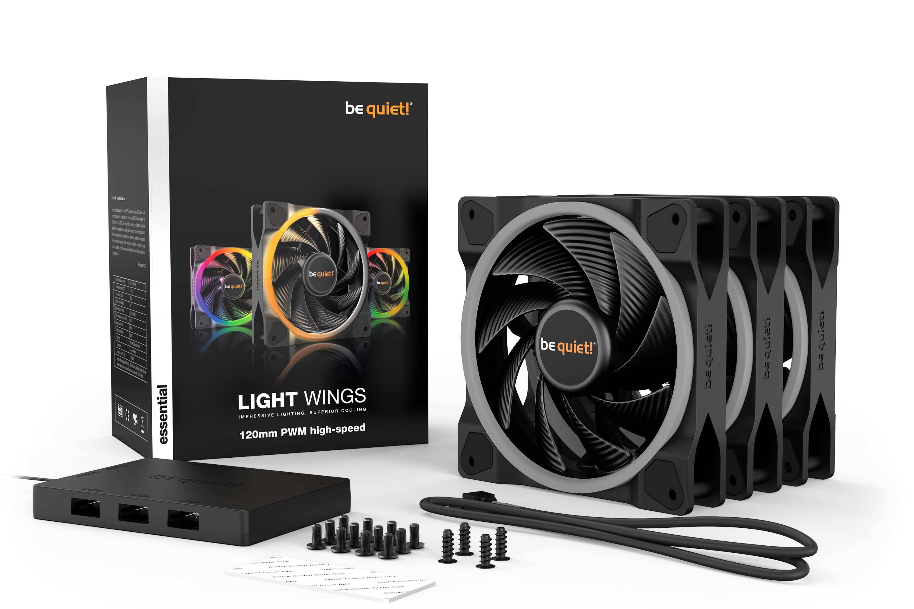 BeQuiet Light Wings Ventilateur pour PC noir avec éclairage LED