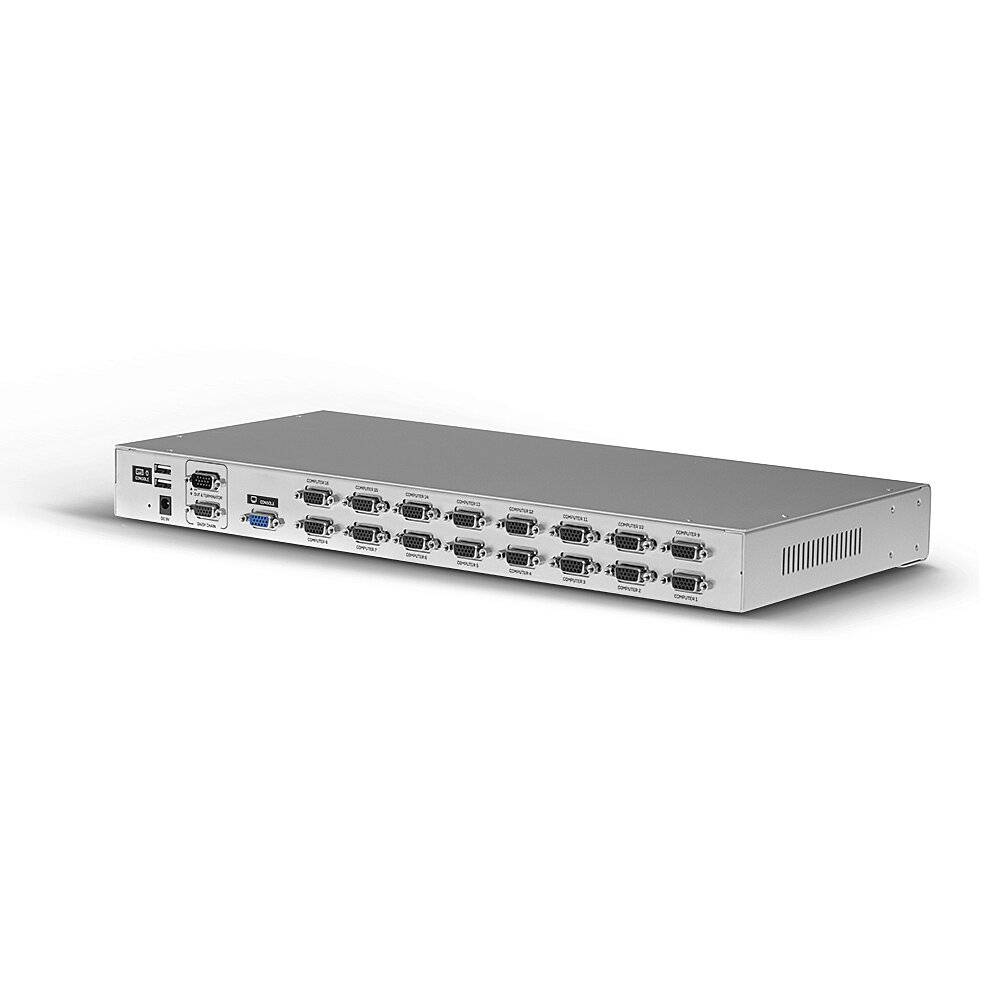 Unité de commutation réseau métallique avec plusieurs ports Ethernet et USB sur la façade, adaptée pour une utilisation dans les serveurs.
