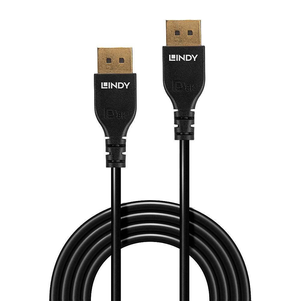 Un câble de données noir avec deux connecteurs USB dorés, tous deux portant un nom de marque.
