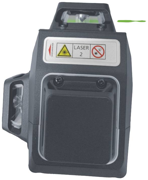 Un télémètre laser portable avec affichage numérique et niveau à bulle, adapté aux mesures précises sur les chantiers.