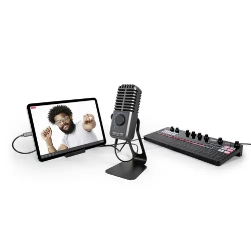 IK Multimedia iRig Stream Mic Pro Sur pied Micro de studio Type de transmission (détails):filaire avec trépied, avec câble jack IK Multimedia iRig Stream Mic Pro Sur pied Micro de studio Type de transmission (détails):filaire avec trépied, avec câble jack