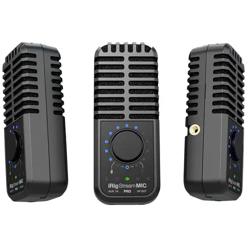 IK Multimedia iRig Stream Mic Pro Sur pied Micro de studio Type de transmission (détails):filaire avec trépied, avec câble jack IK Multimedia iRig Stream Mic Pro Sur pied Micro de studio Type de transmission (détails):filaire avec trépied, avec câble jack