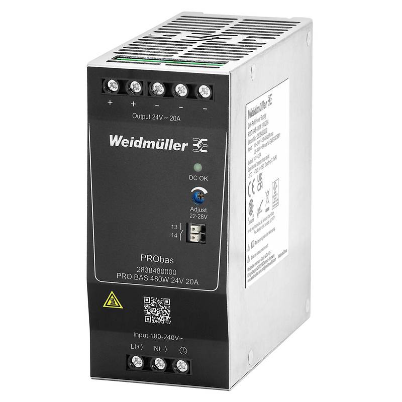 Weidmüller PRO BAS 480W 24V 20A Alimentation rail DIN Contenu 1 pc(s)