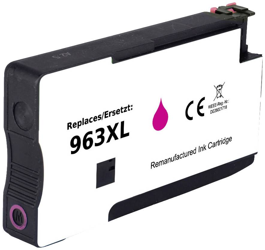 Cartouche d'encre 963XL, reconditionné, remplace l'original, avec marquage CE et symbole de recyclage.